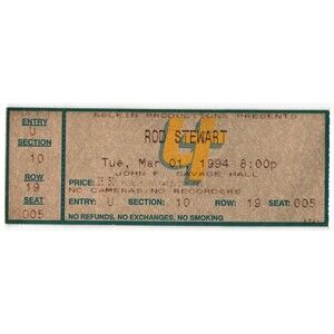 Vintage 1994 Rod Stewart Concert Ticket Stub Toledo OH